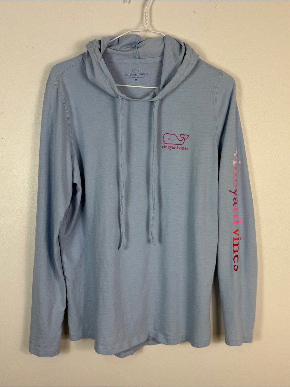 Vineyard Vines Womens M Blue Hooded Long Sleeve Whale Hoodie Tee